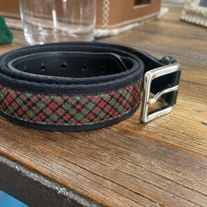 Men’s Red Green Plaid Belt Medium 34 36 EUC 🥰